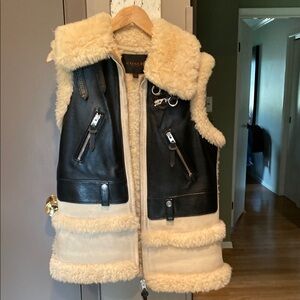 Coach Black and Cream Shearling Vest